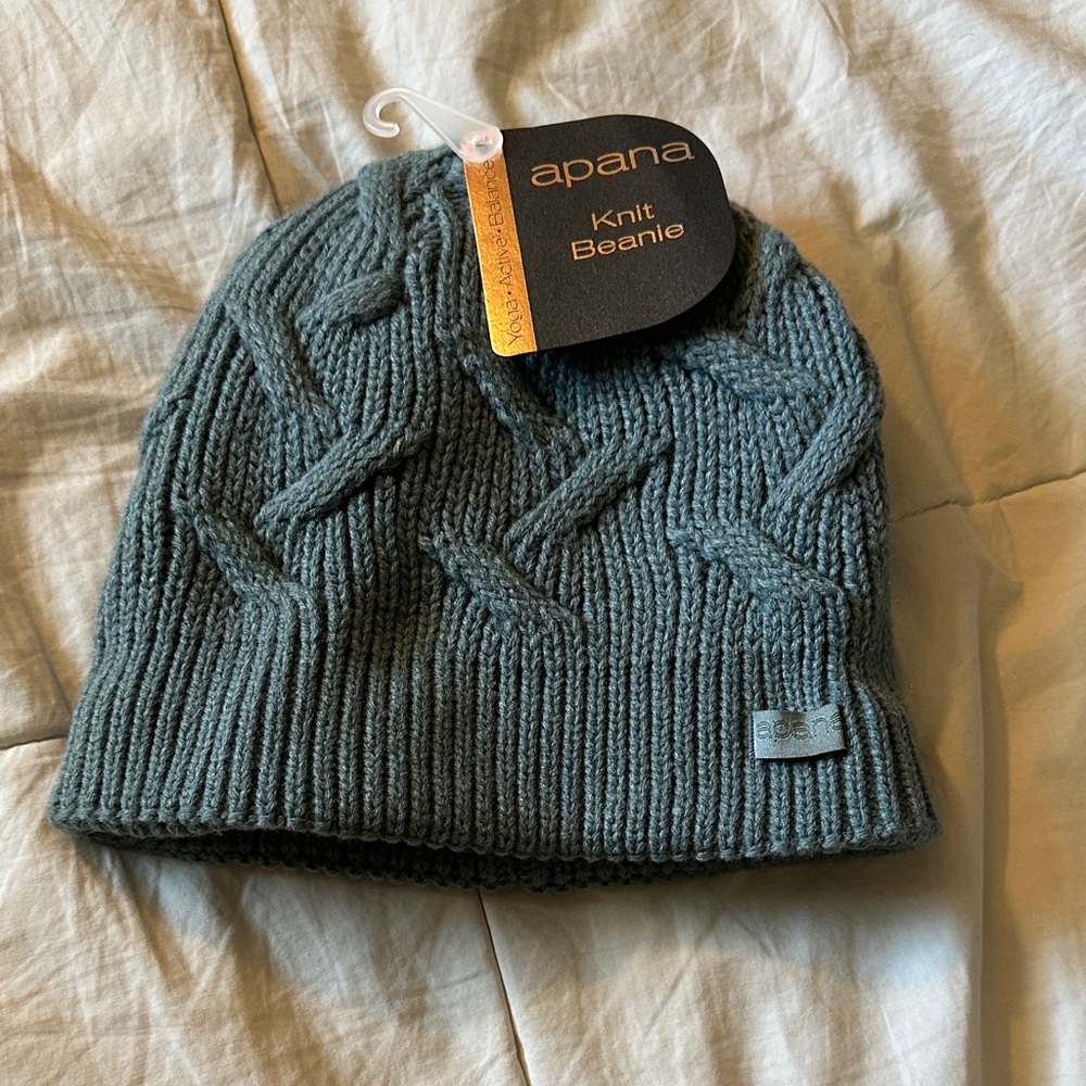 Apana Cable Knit Beanie in Blue Gray